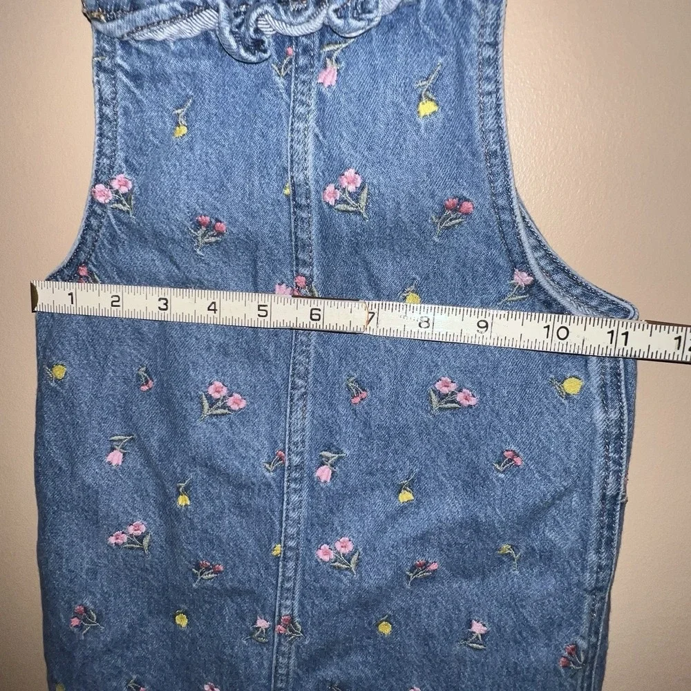 Embroidered Floral Denim Dress Overalls 5 Gap Kids Girl Ruffle Country Kidcore